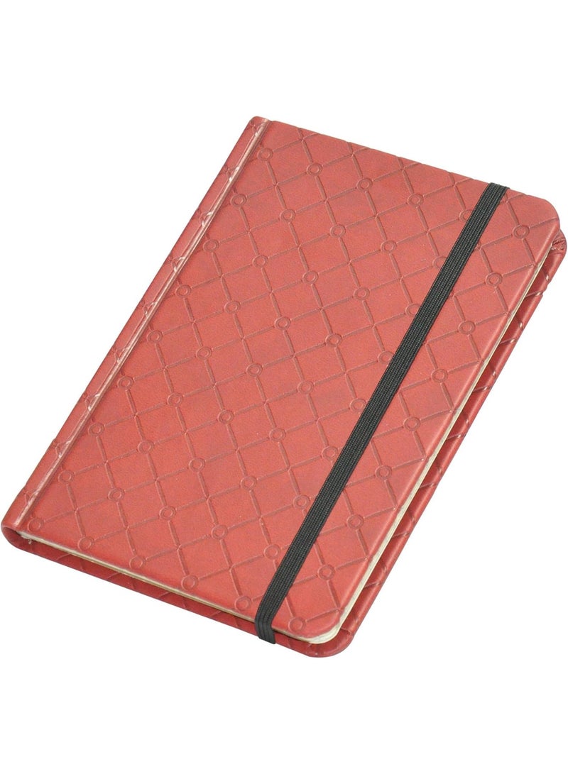 FIS Notebook With Elastic Band Italian PU Cover, Ivory Paper, 5 mm Square, Maroon Color, 96 Sheets With Gift Box, A6 Size - Image 1